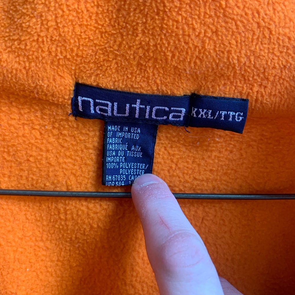 Nautica Orange Quarter Zip Fleece Pullover XXL - Picture 2 of 3